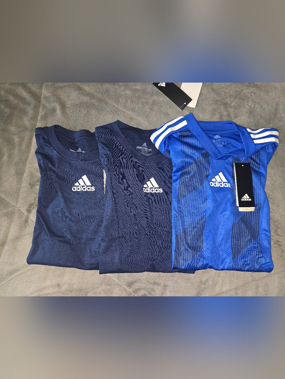 adidas Navy and Royal Blue Short-Sleeve Athletic Tees - 3 Pack
